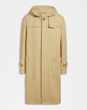 Pastel yellow cashmere wool hooded duffle coat 1