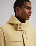 Pastel yellow cashmere wool hooded duffle coat 2