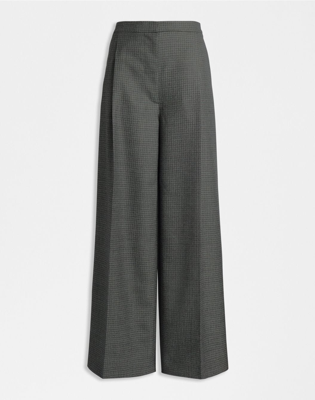 Pantalone vita regolare in lana micro check grigio