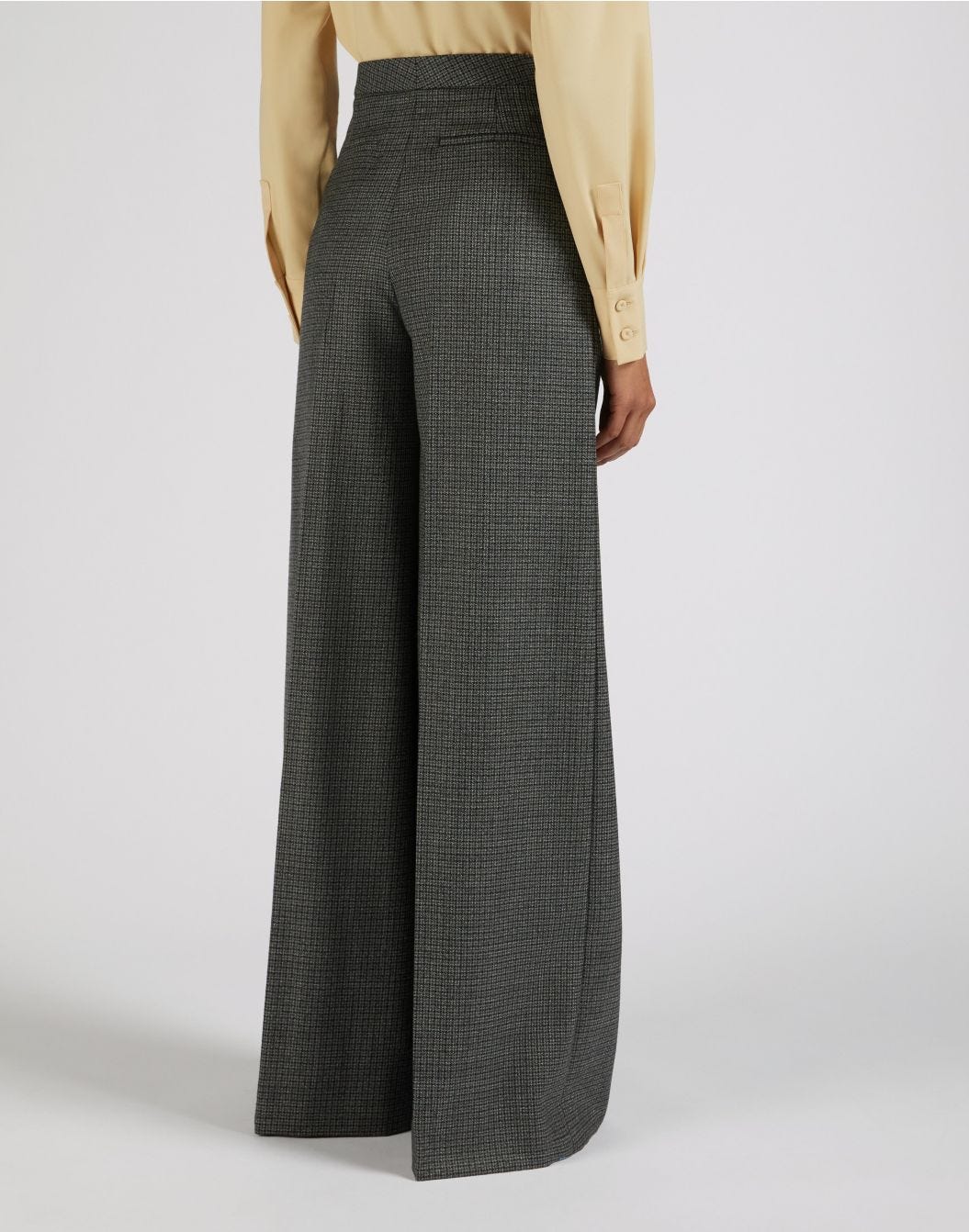 Regular-waist trousers in grey micro-check wool