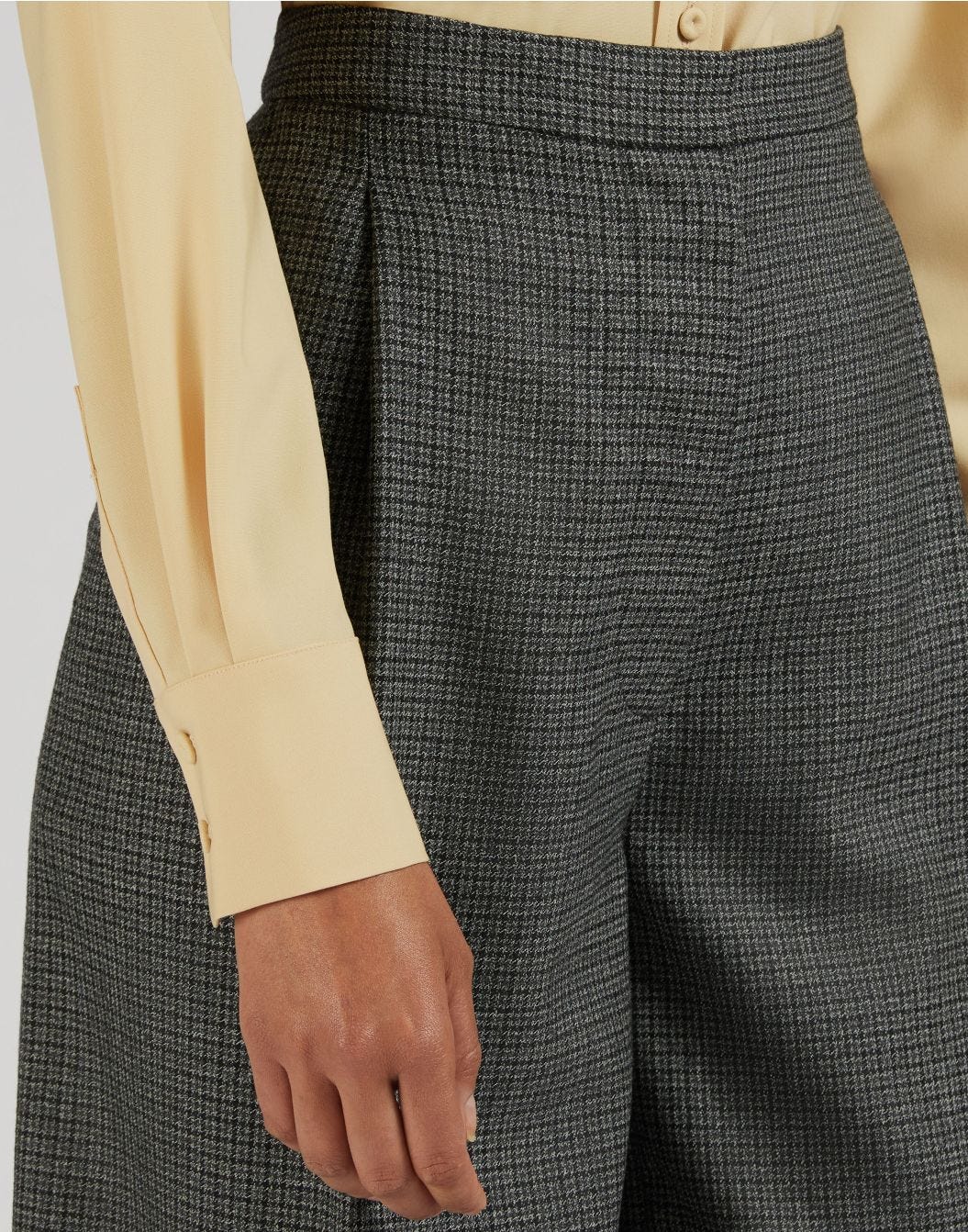 Regular-waist trousers in grey micro-check wool