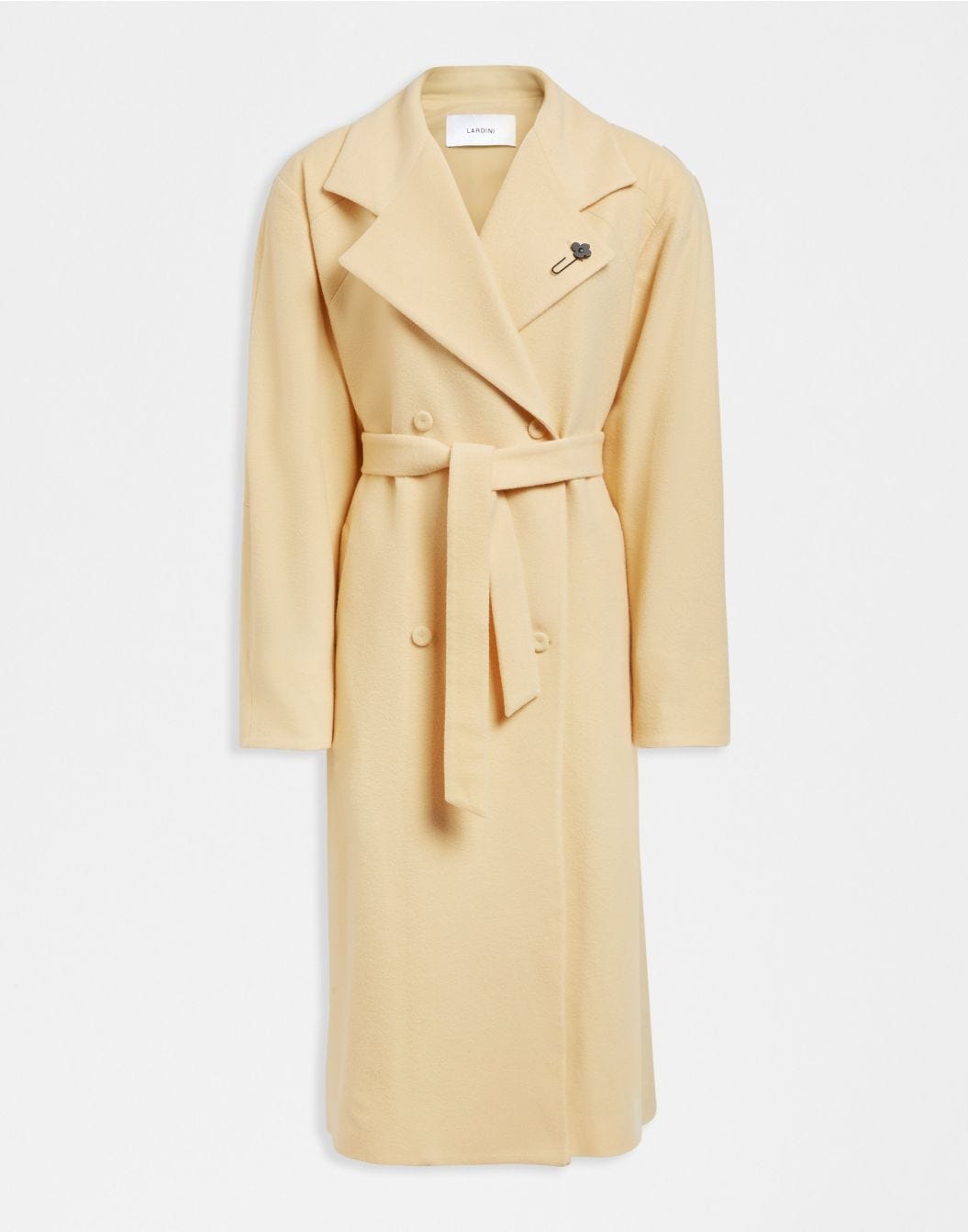 Yellow double-breasted long cashmere coat