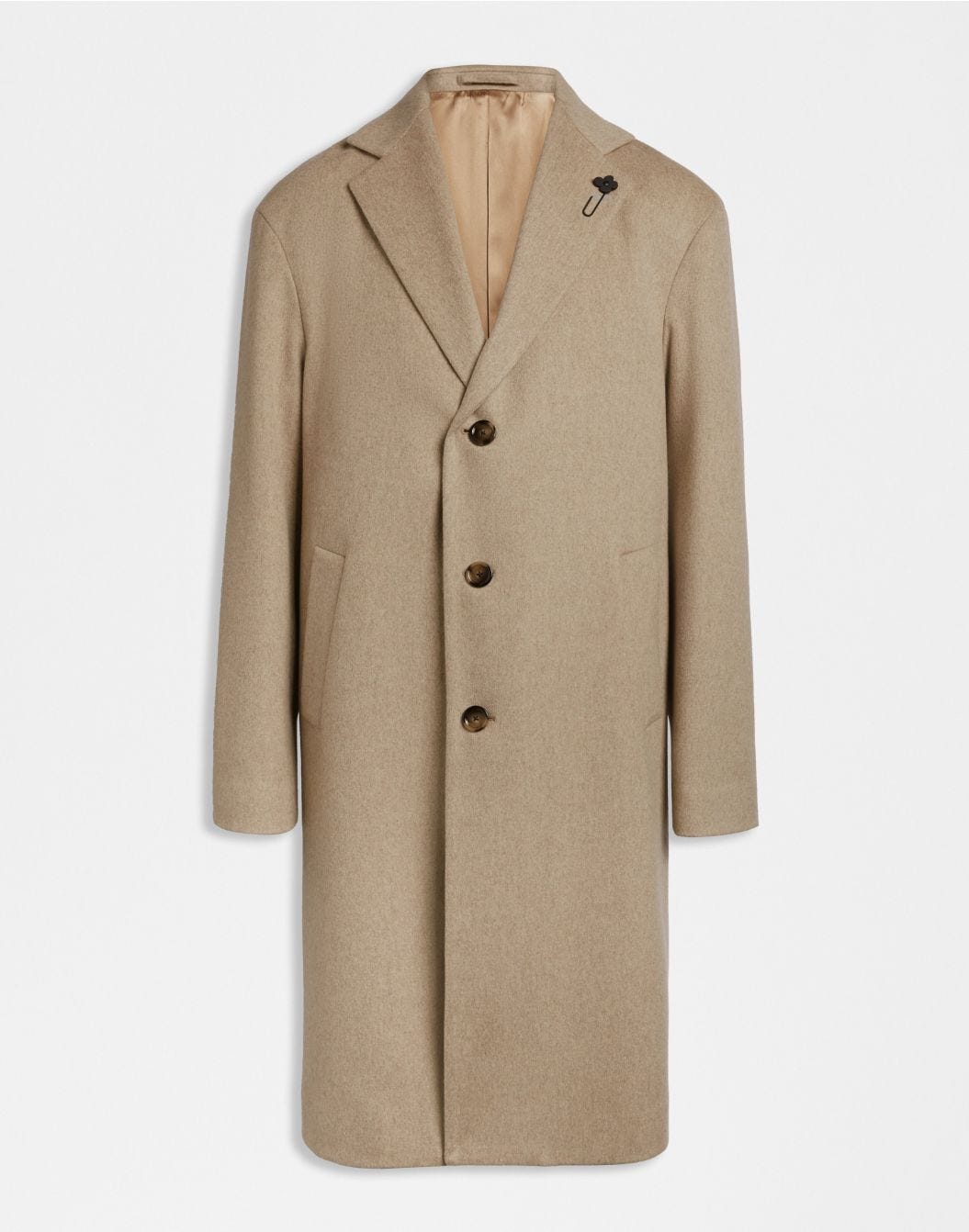 Lardini Cappotto monopetto beige in cashmere look beaver