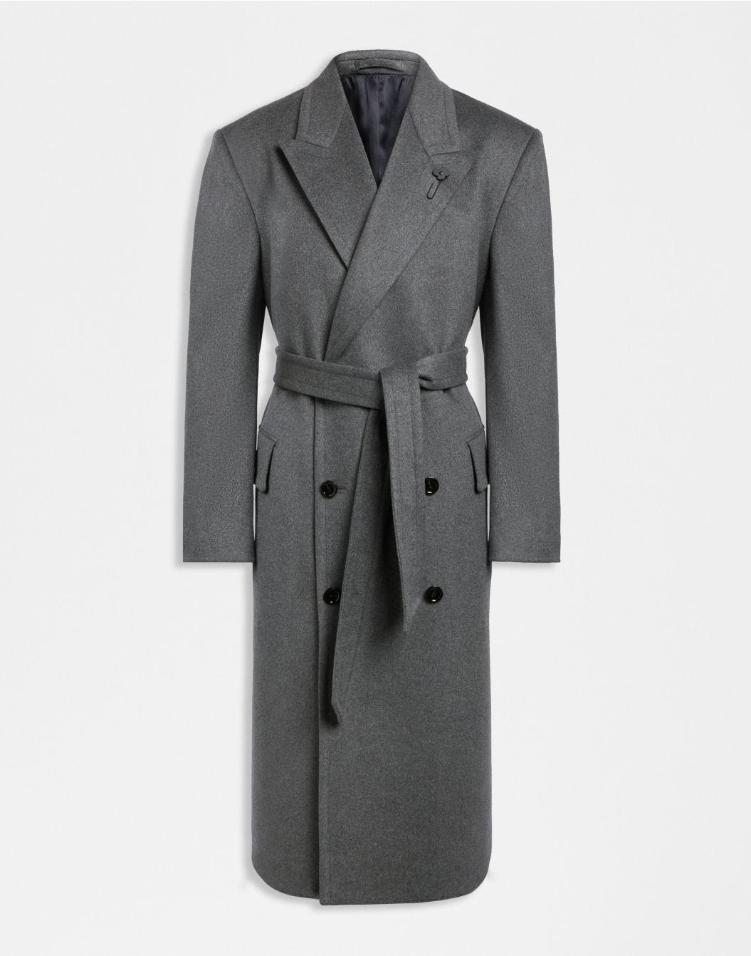 Lardini Cappotto doppiopetto grigio in puro cashmere riciclato