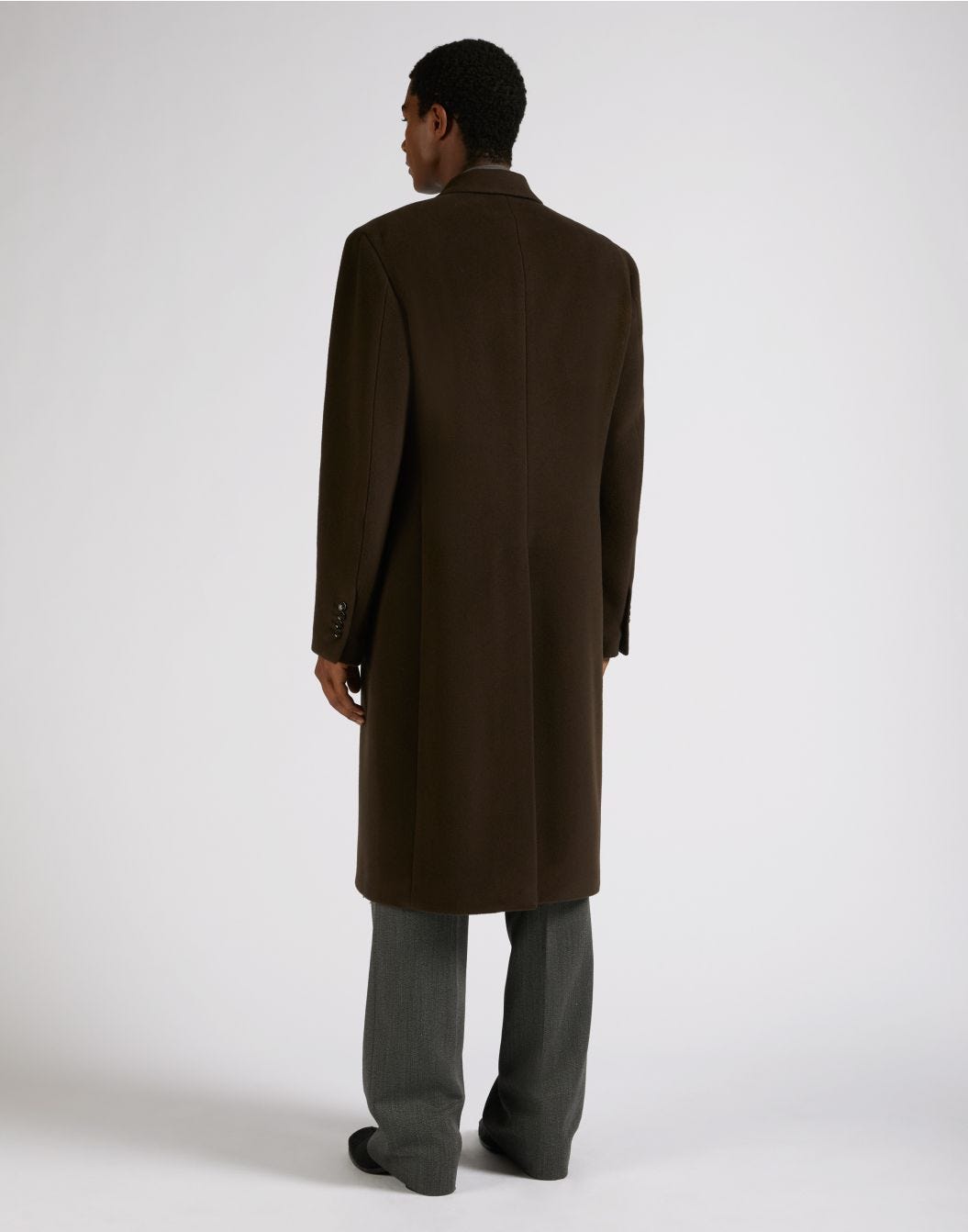 Brown 6-button wool double-breasted coat