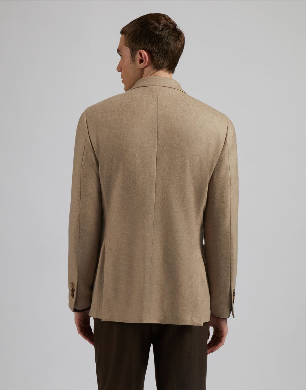 Special Line beige double-breasted jacket in natural stretch cashmere