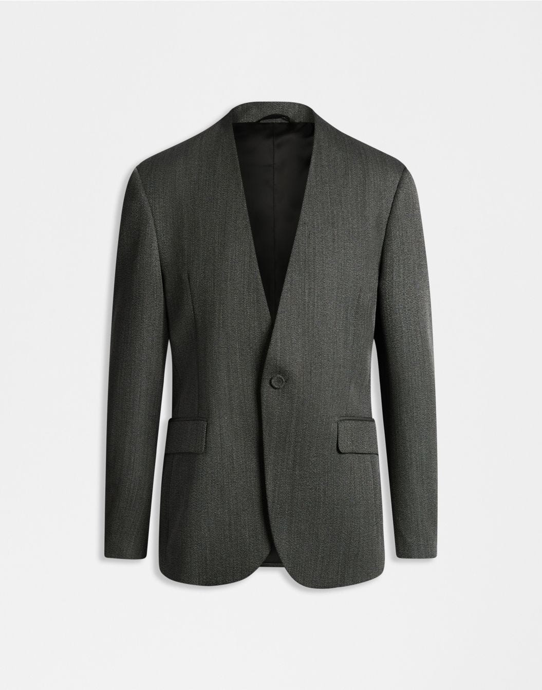 Attitude single-breasted jacket without lapels in grey and white wool