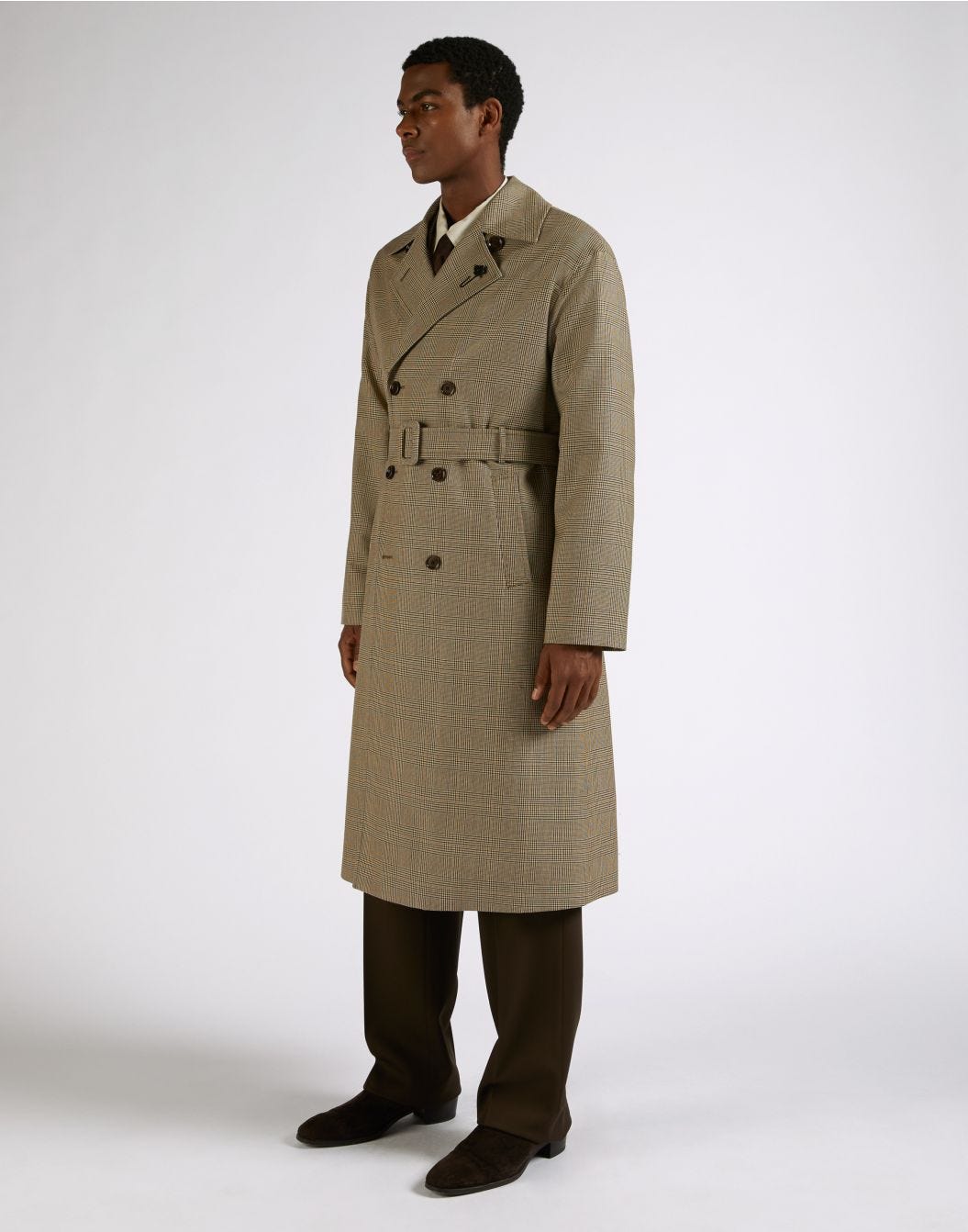 Attitude double-breasted wool trench coat with waist belt