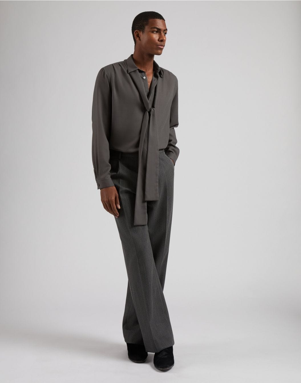 Attitude loose-fitting shirt in grey vaiella fabric