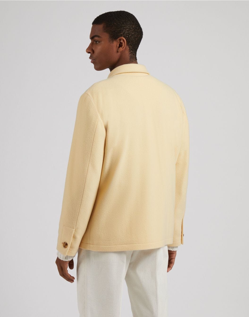 Yellow shirt jacket in wool and cashmere cloth