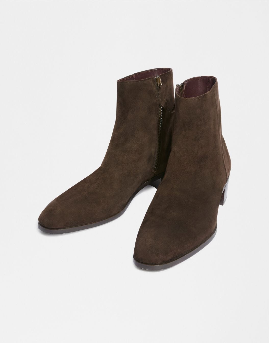 Brown sheepskin suede ankle boot