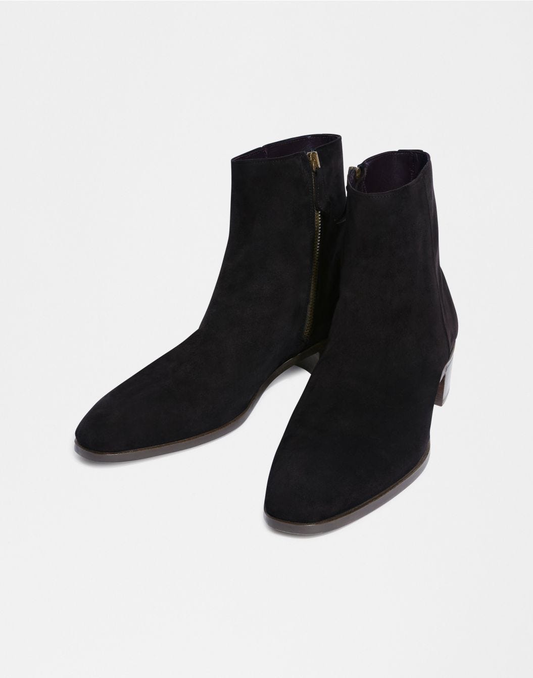 Black sheepskin suede ankle boot