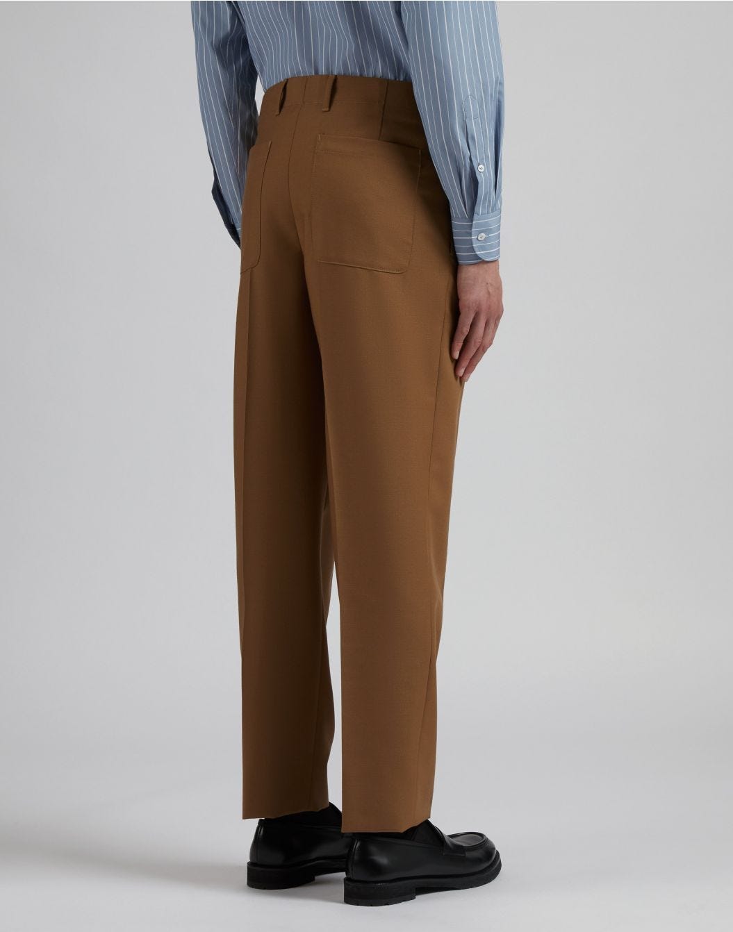 Pantalone nocciola in lana mohair