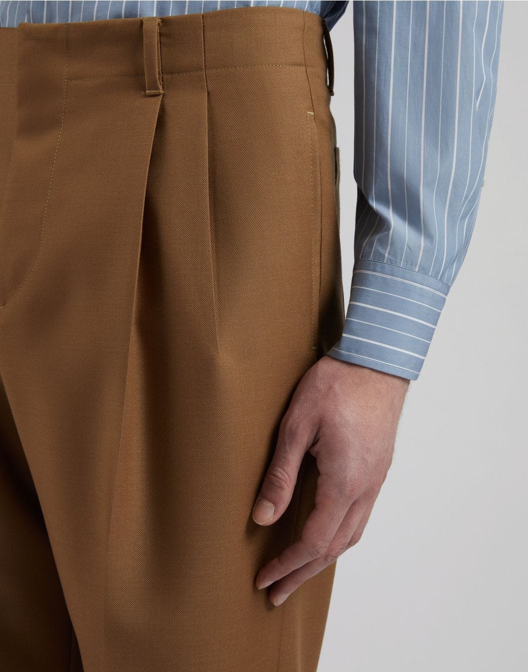 Pantalone nocciola in lana mohair