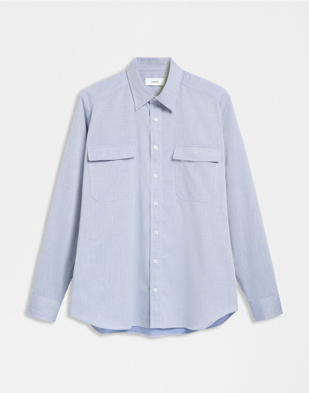 Lardini Camicia relaxed celeste in twill di cotone misto lana