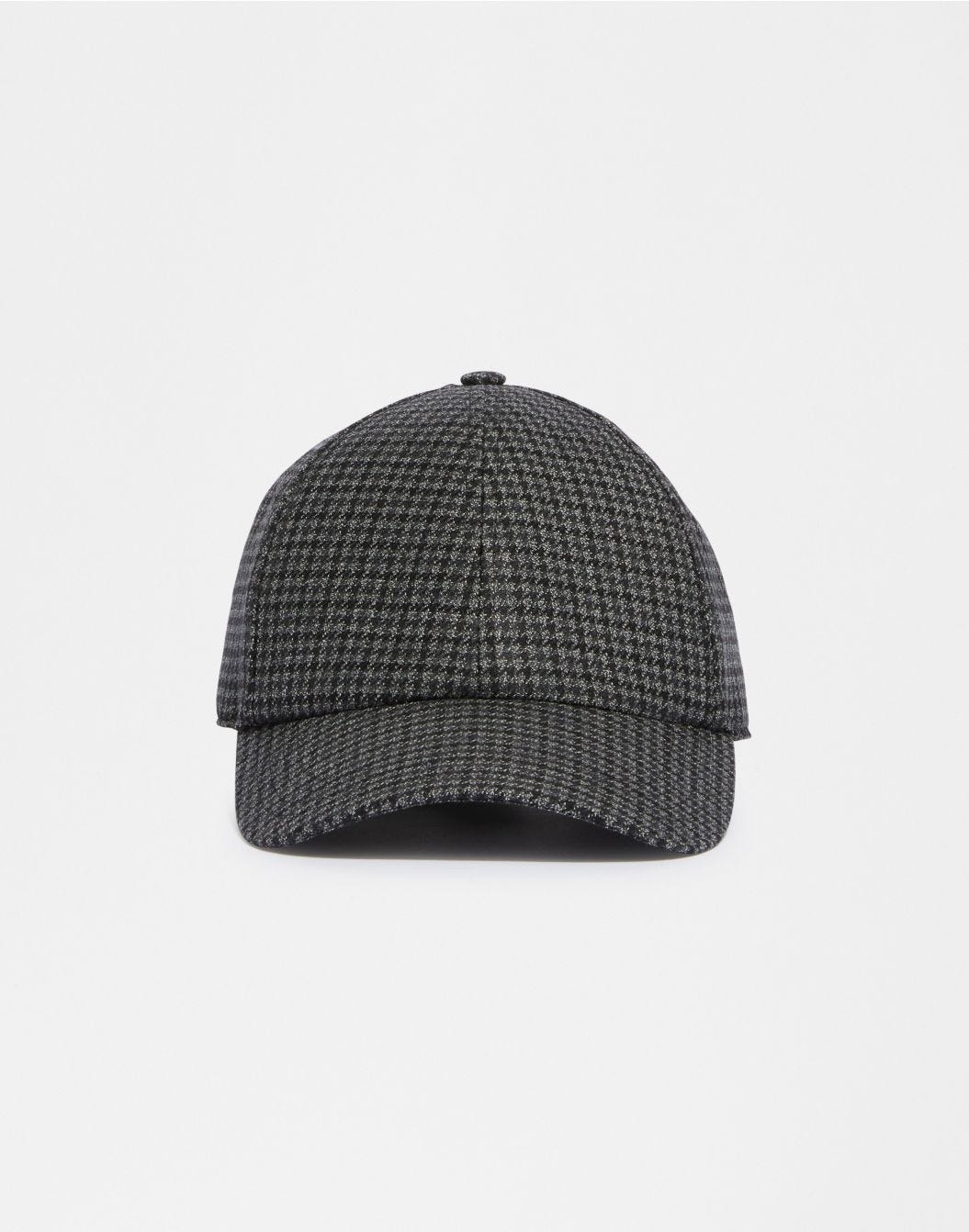 Cappello baseball in lana con disegno damier grigio-nero