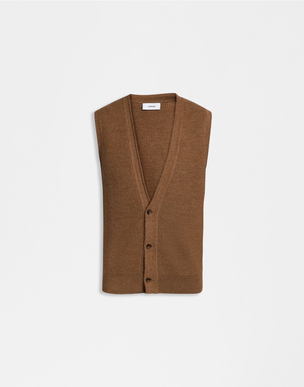 Gilet nocciola in maglia di lana bio e alpaca