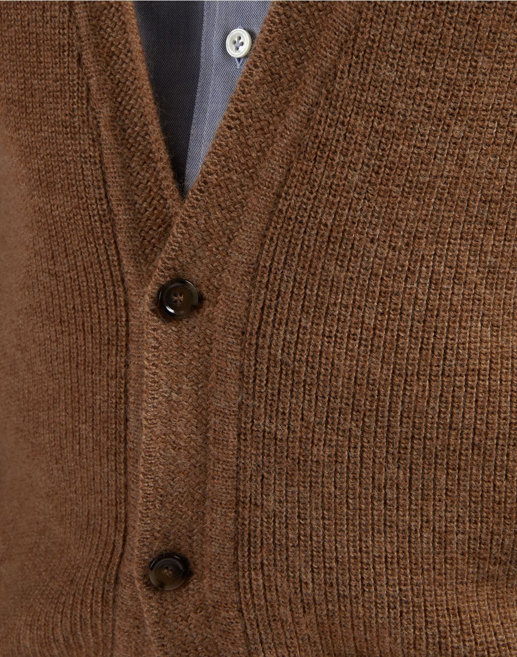 Gilet nocciola in maglia di lana bio e alpaca