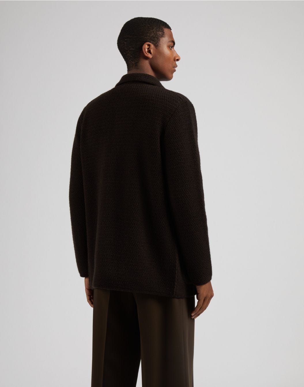 Brown knitted jacket in 100% eco-friendly cashmere