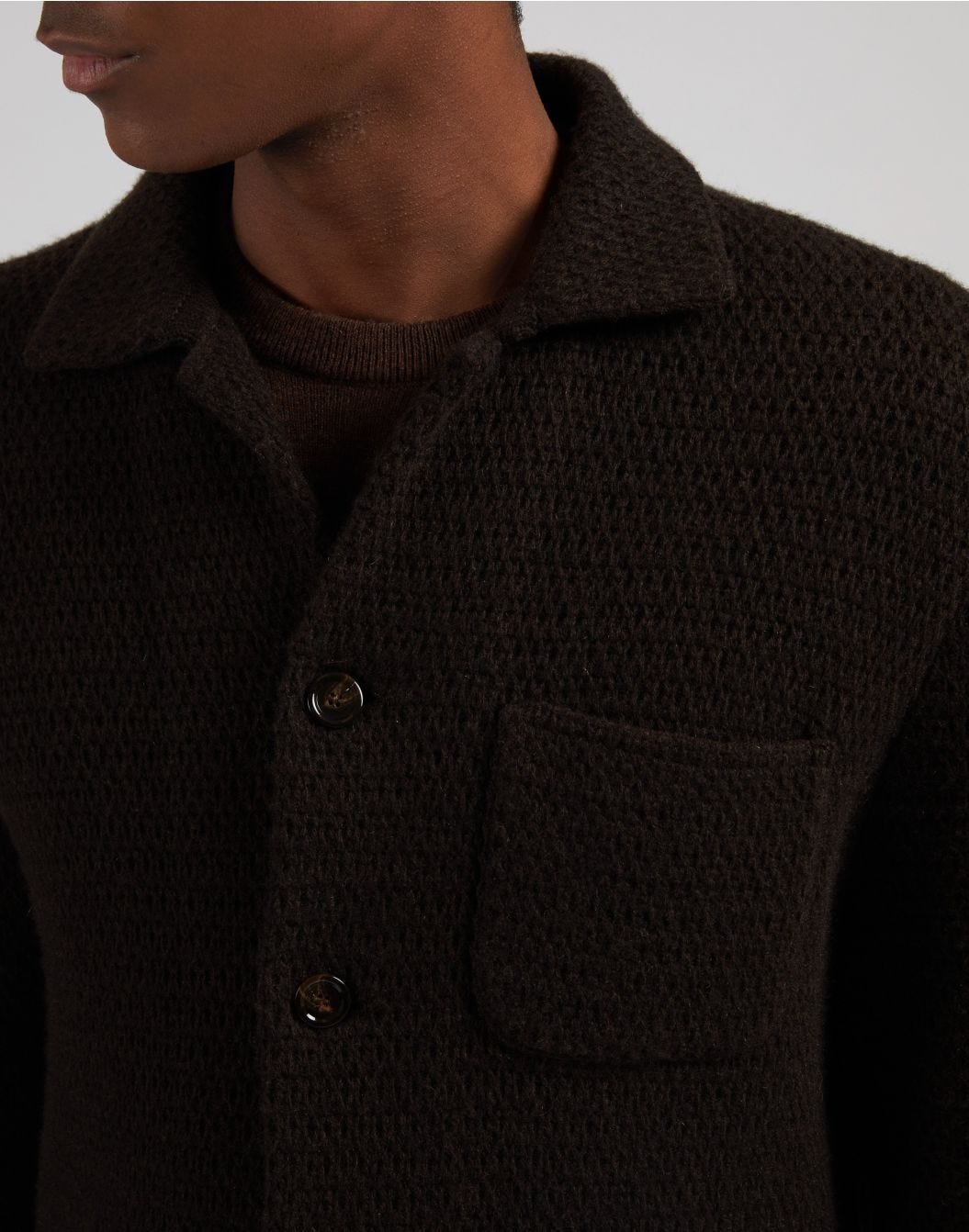 Brown knitted jacket in 100% eco-friendly cashmere