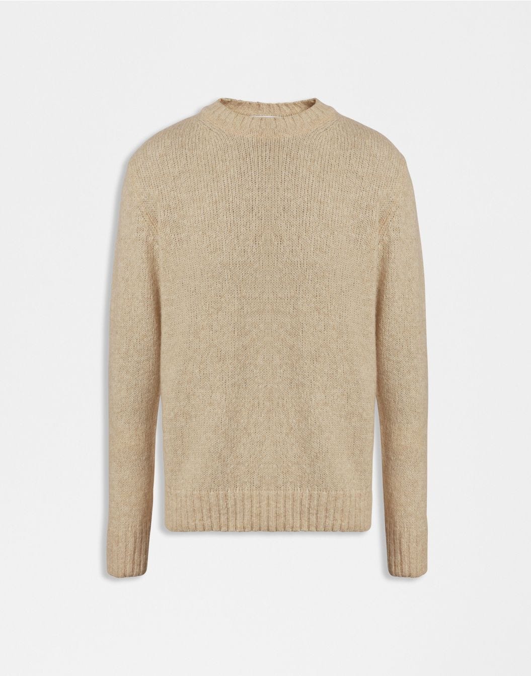 Beige long-sleeve crew-neck sweater