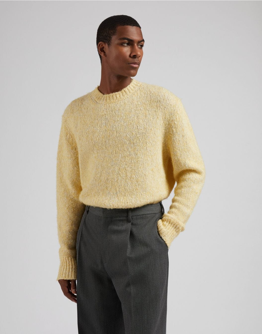 Yellow long-sleeve crew-neck sweater