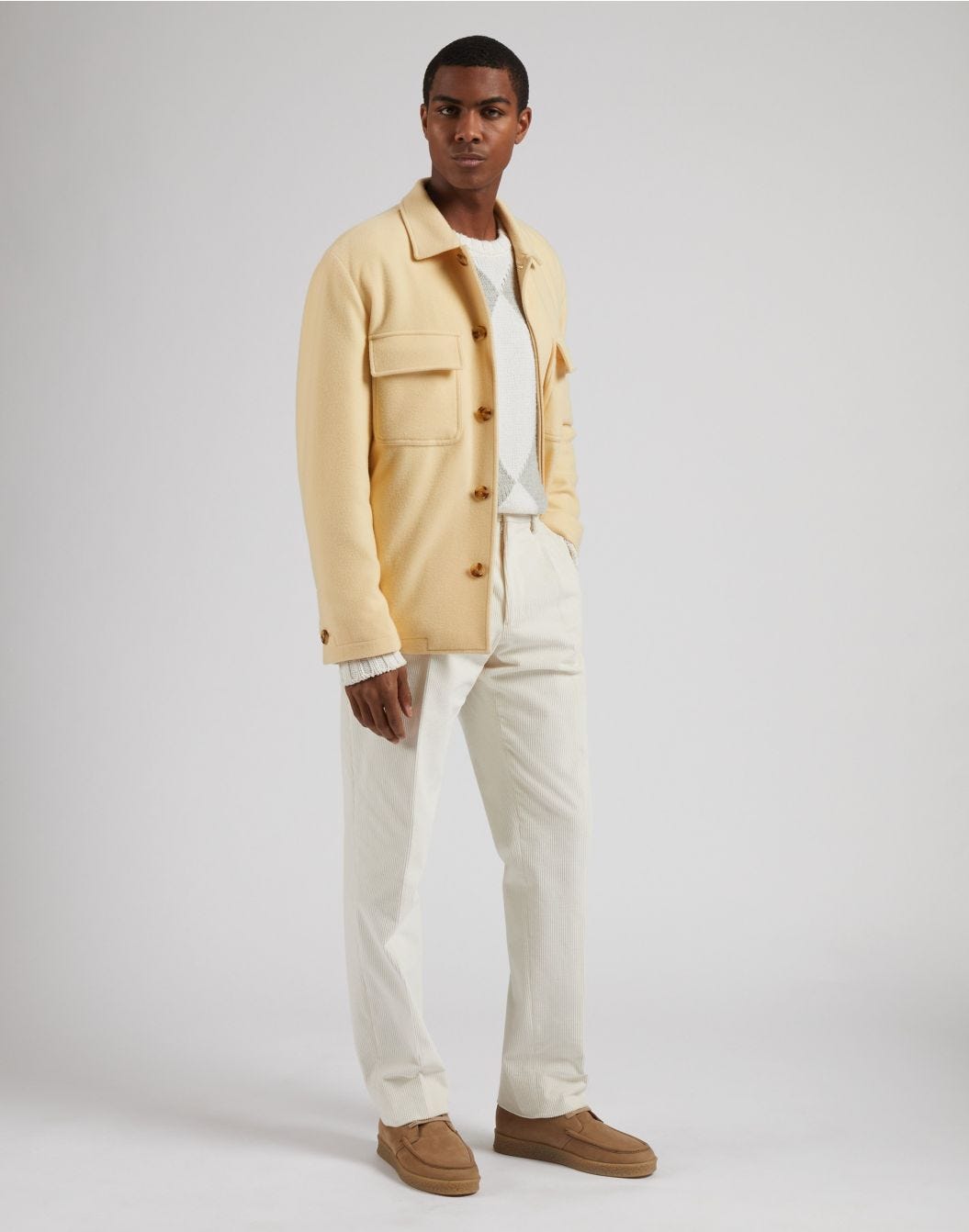 Feeling trousers in cream-coloured 500-line velvet