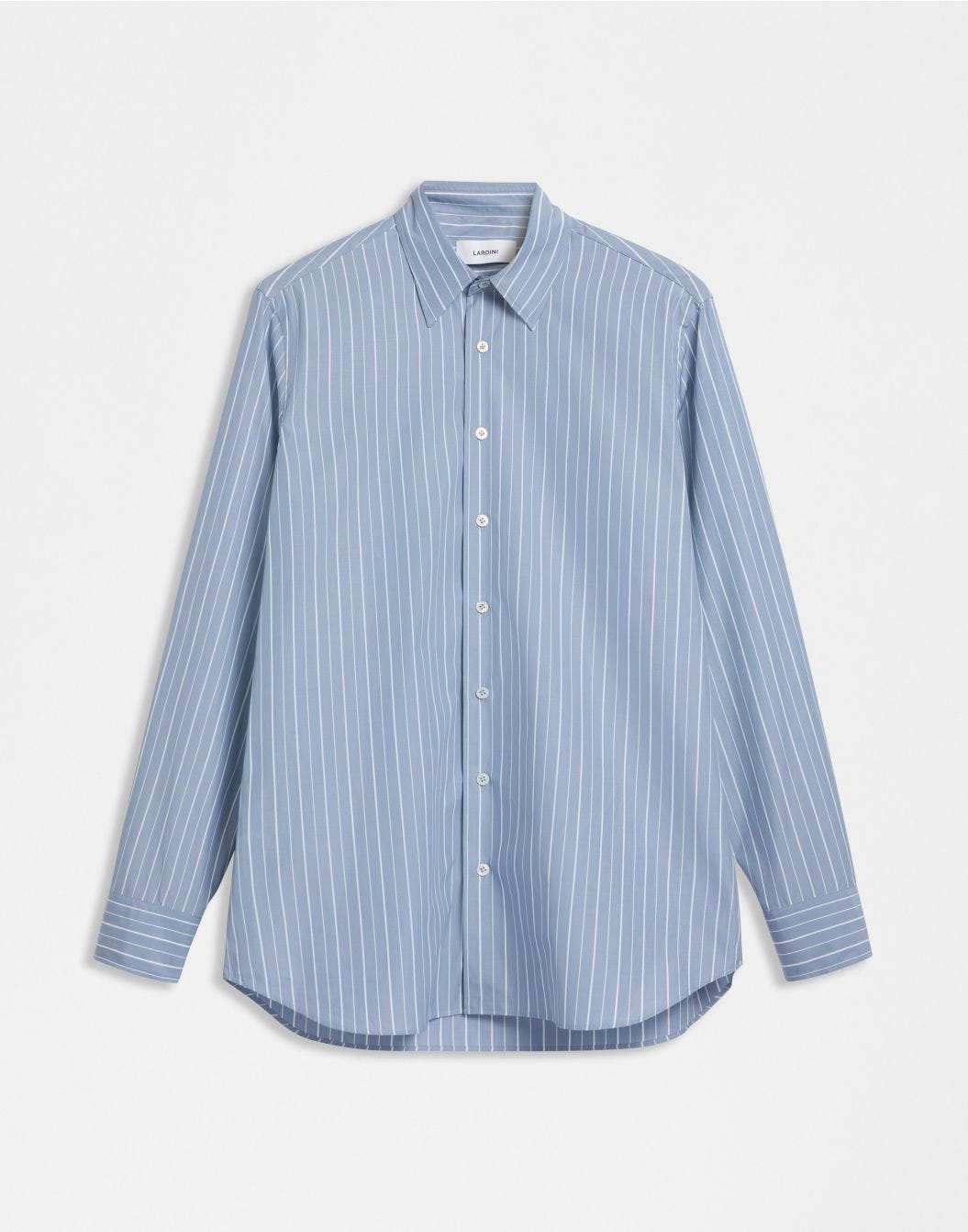 Lardini Camicia azzurra a righe in popeline di cotone compact