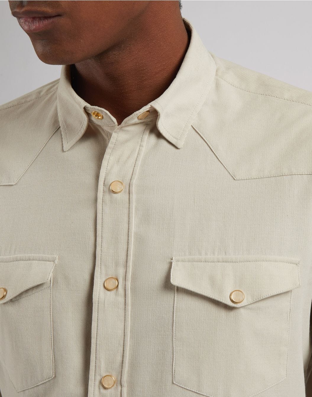 Cream-coloured 3000-line velvet research shirt