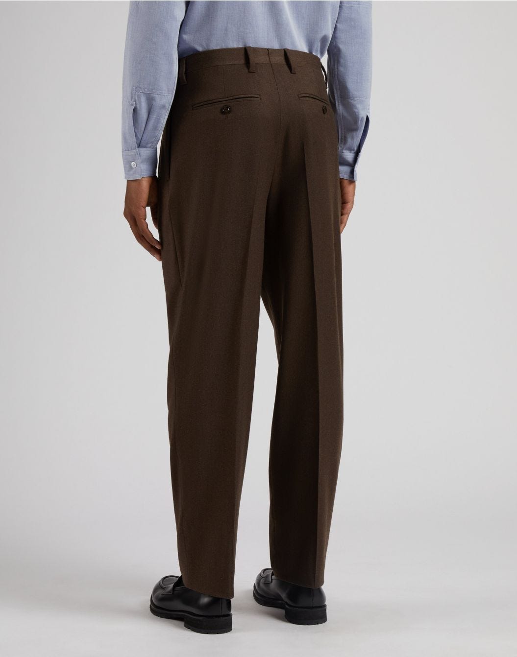 Pantalon Feeling marron en flanelle peignée