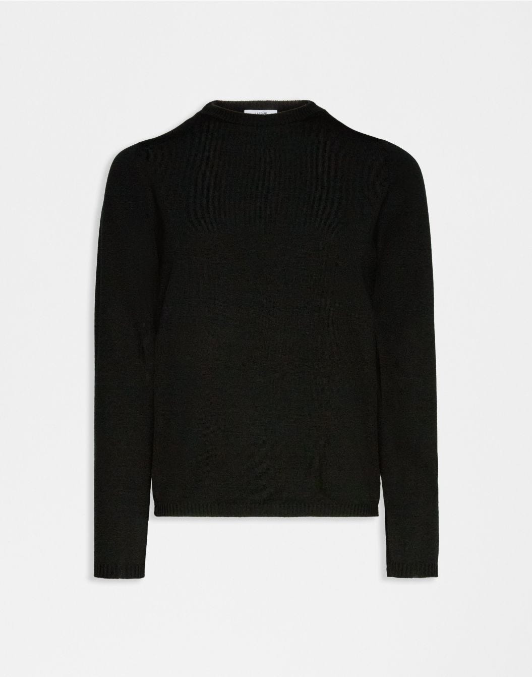 Black long-sleeved knit crew-neck