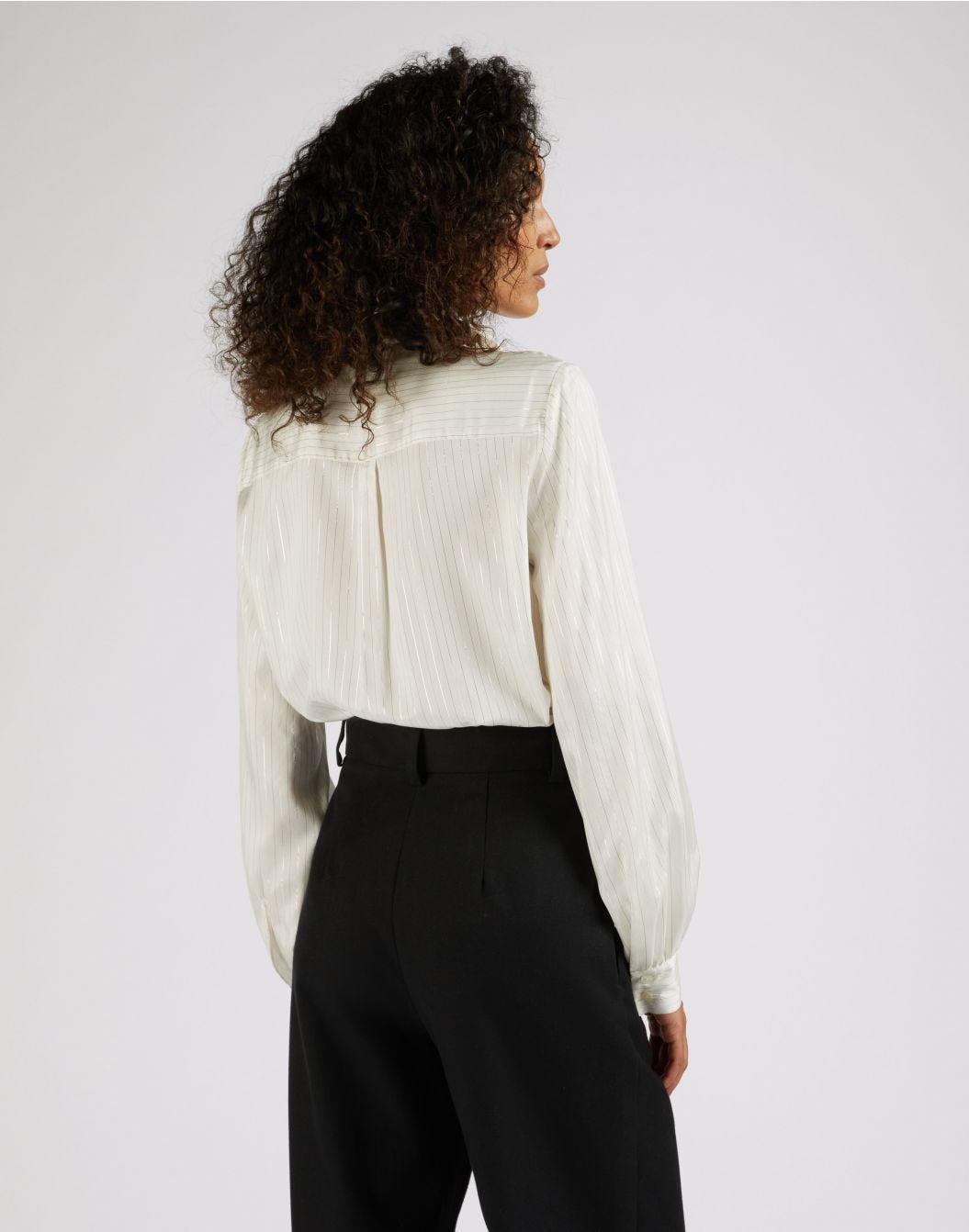 White habotai silk shirt with bow