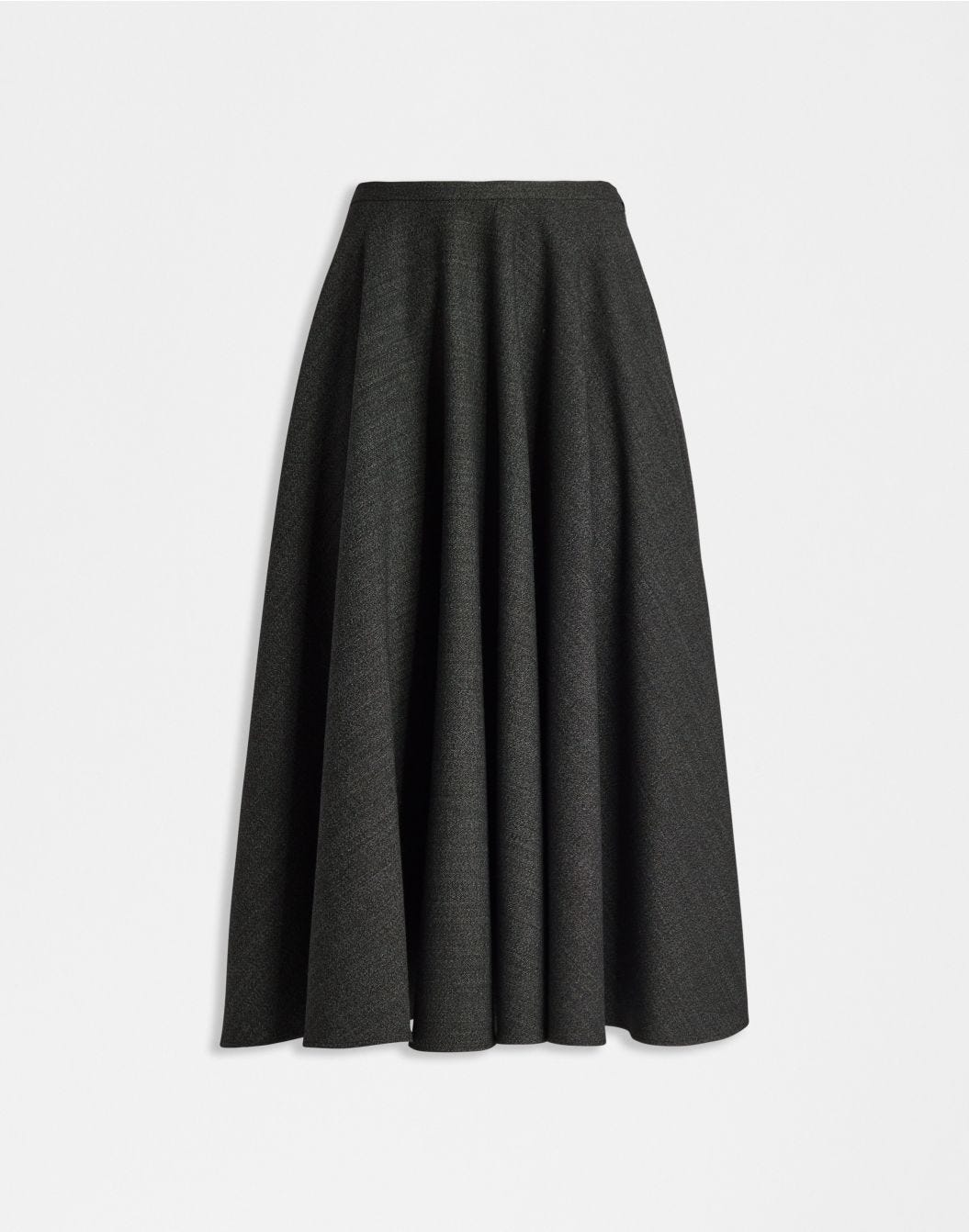 Grey salt and pepper midi flared skirt