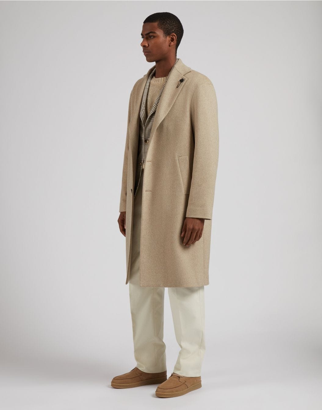 Special Line single-breasted cream jacket in wool, baby alpaca and silk.