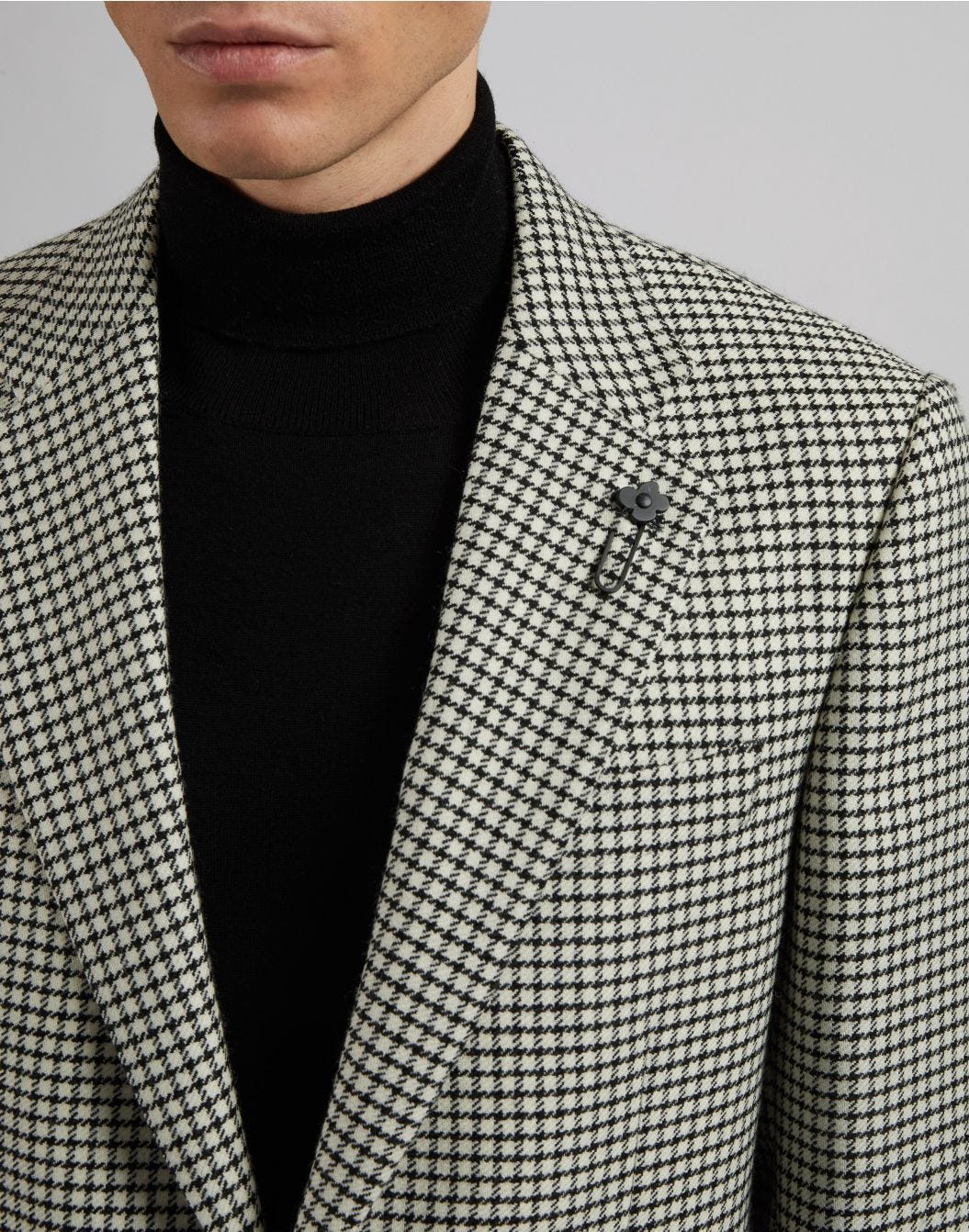 Feeling line single-breasted jacket in patterned lambswool fabric