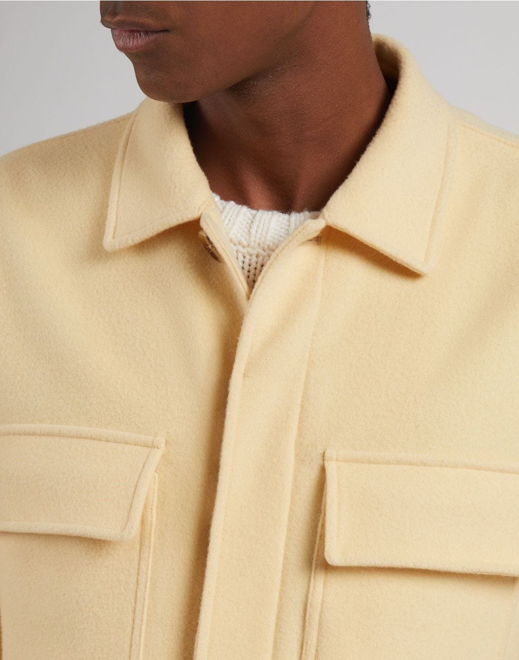 Yellow shirt jacket in wool and cashmere cloth