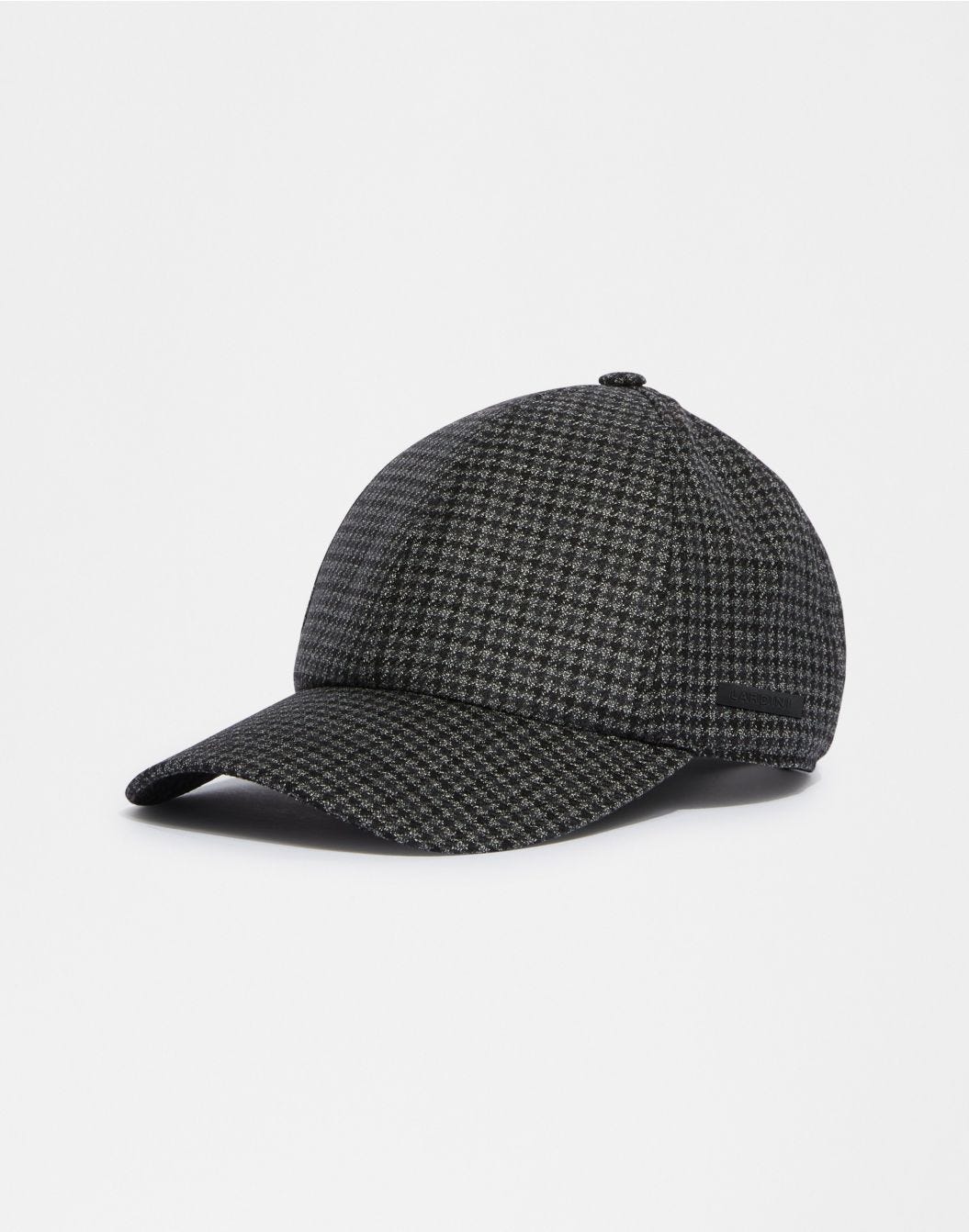 Casquette de baseball en laine avec motif à damier gris-noir