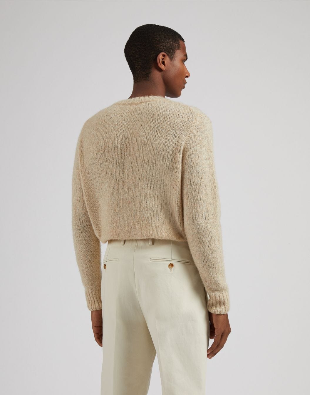 Beige long-sleeve crew-neck sweater