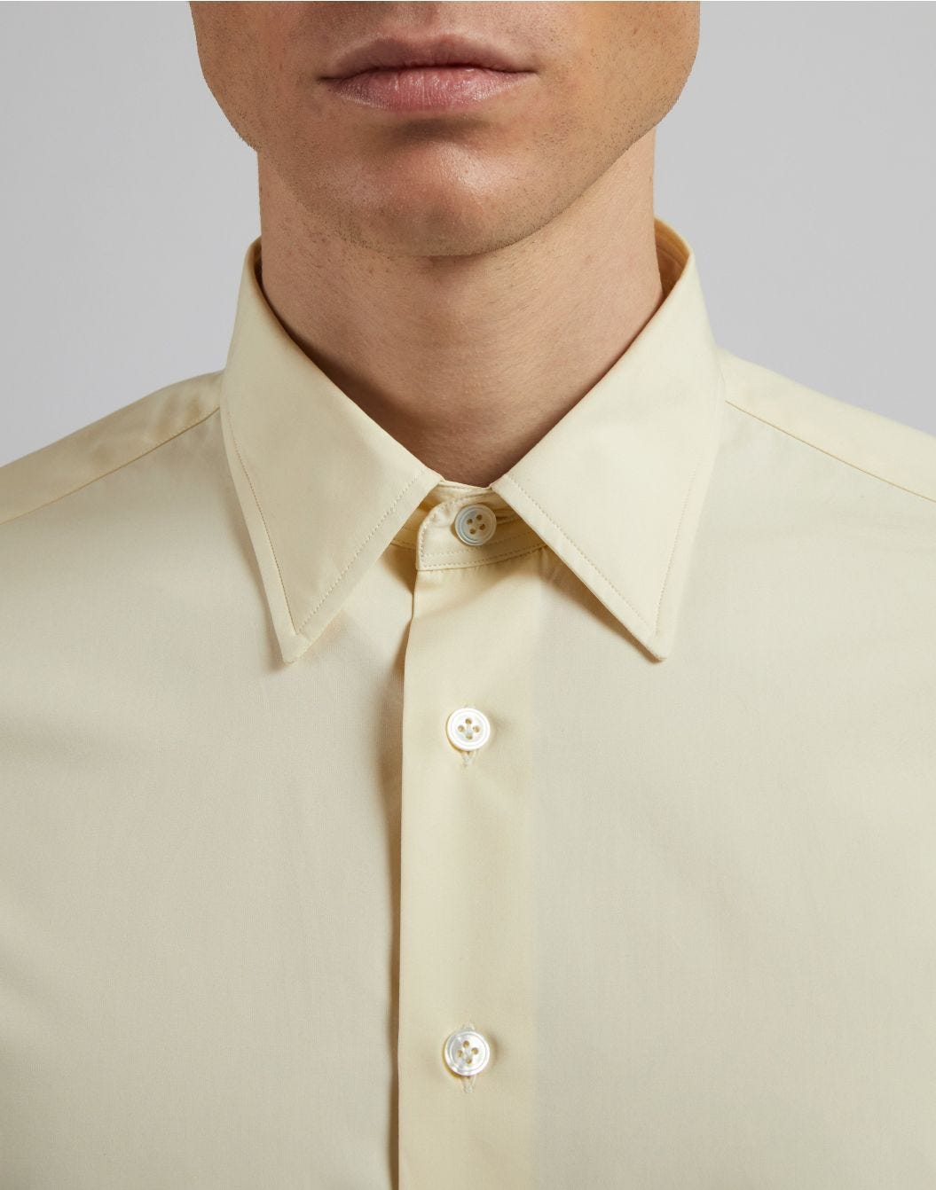 Yellow compact cotton poplin shirt 