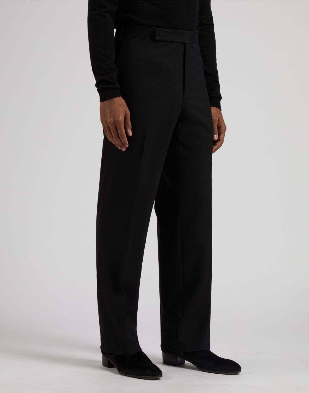 Black combed flannel trousers