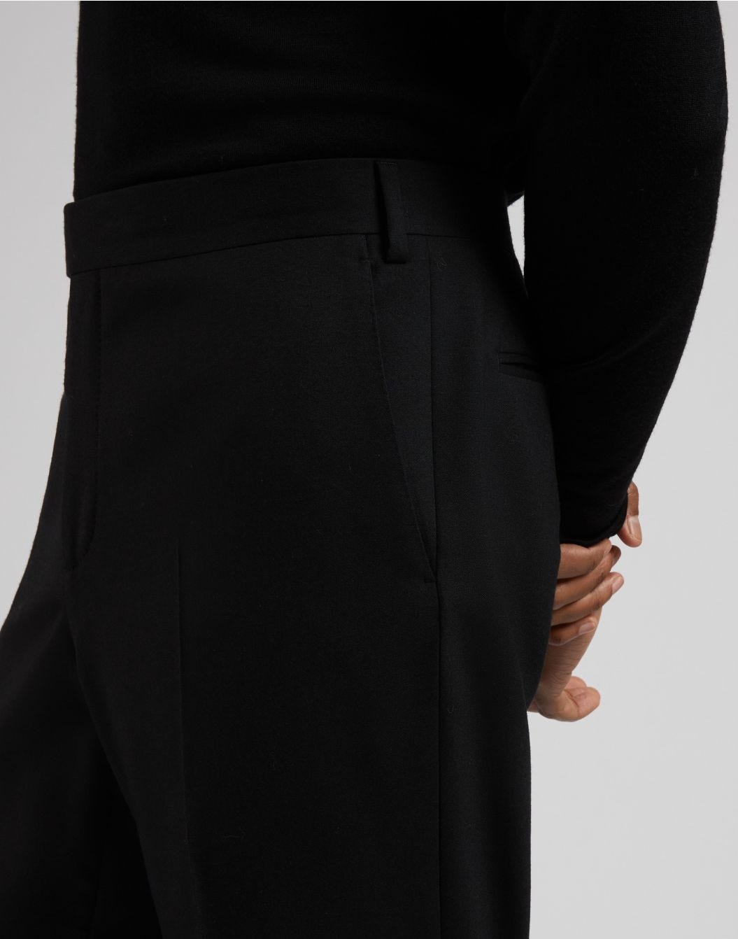 Black combed flannel trousers