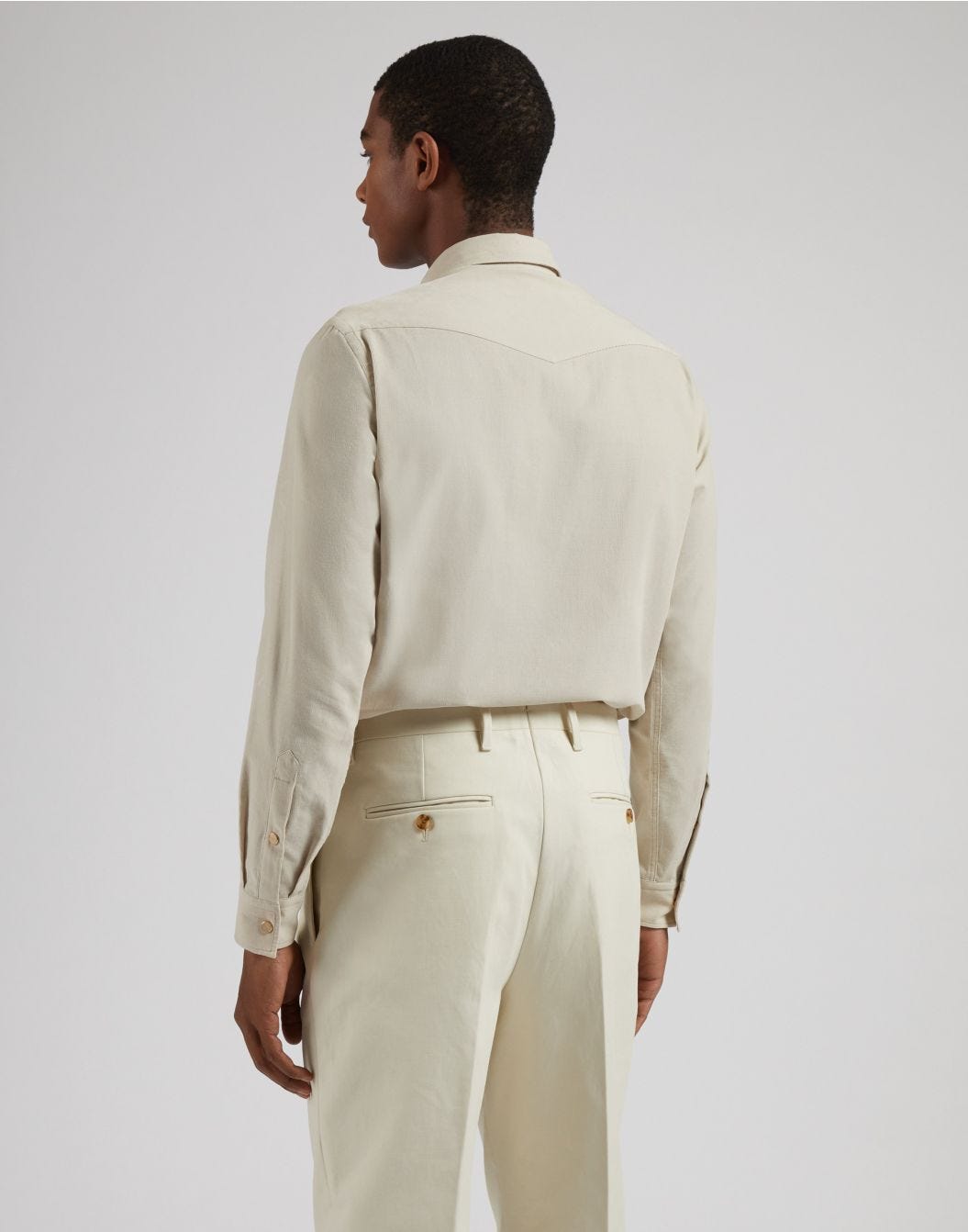 Cream-coloured 3000-line velvet research shirt