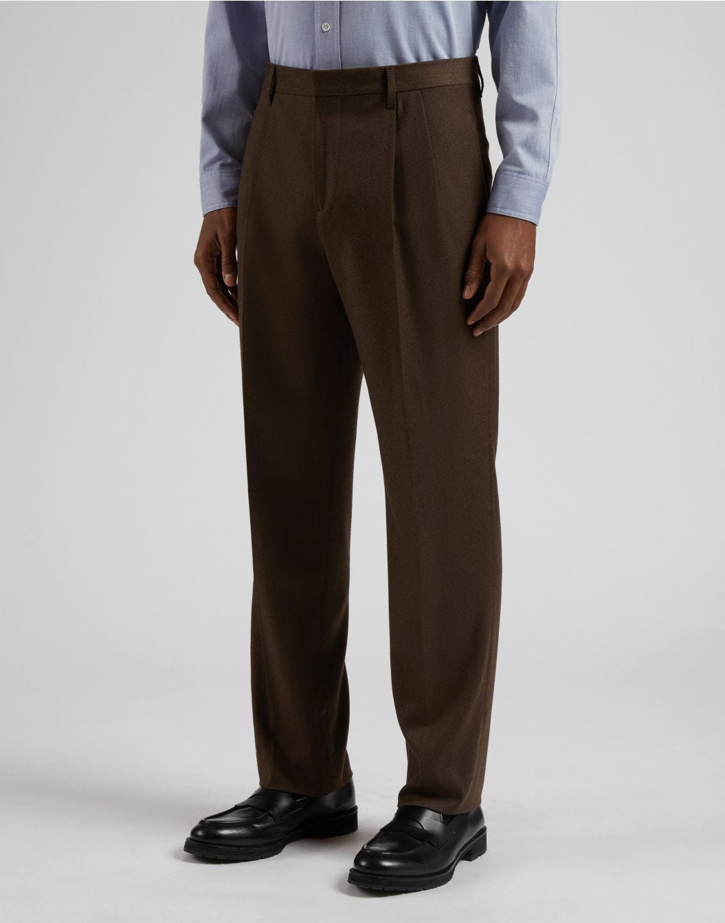 Brown Feeling trousers in combed flannel