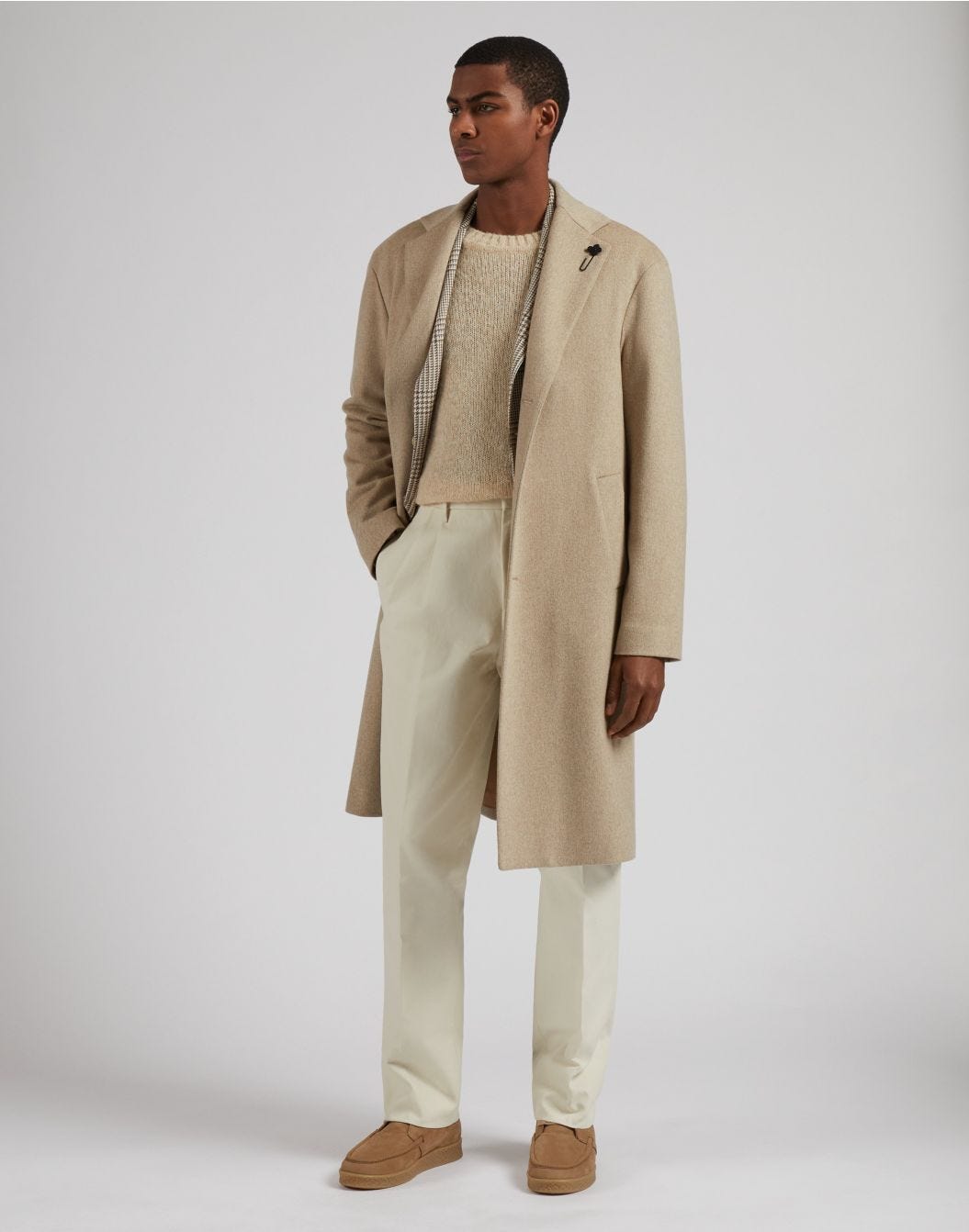 Cream-coloured cotton twill Feeling trousers