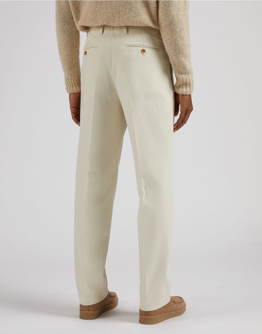 Pantalon Feeling en sergé de coton couleur crème