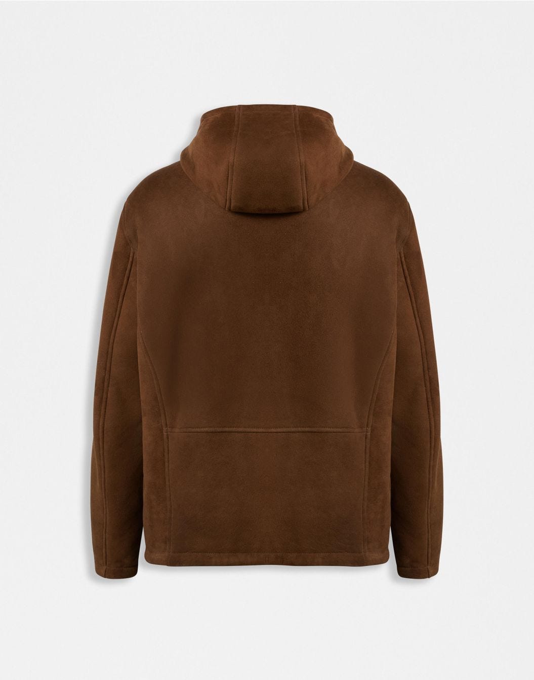 Veste à capuche en peau de mouton mérinos couleur noisette