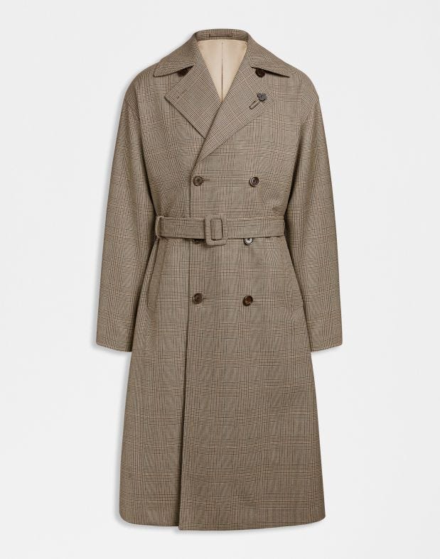 Attitude double-breasted wool trench coat with waist belt