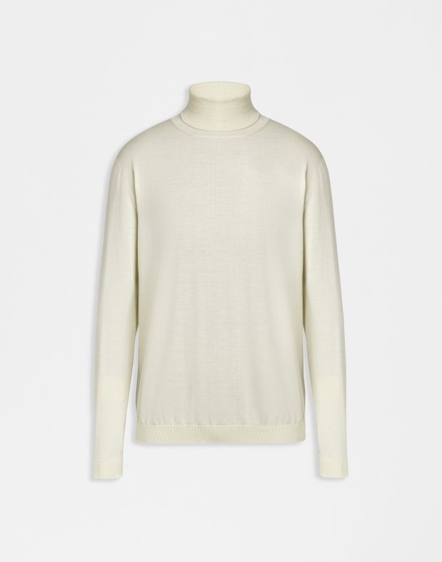 White turtleneck in merino wool, silk and cashmere