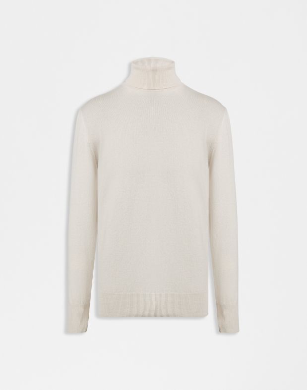 Beige turtleneck in Cariaggi count 100% pure cashmere