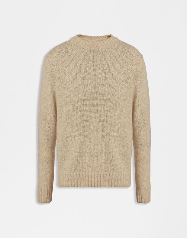 Beige long-sleeve crew-neck sweater